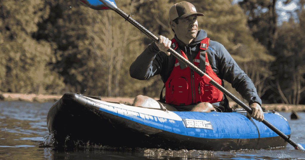 ken whiting testing the sea eagle 380x inflatable kayak aqua bound paddle nrs pfd wiley x sunglasses kayaking tips beginners