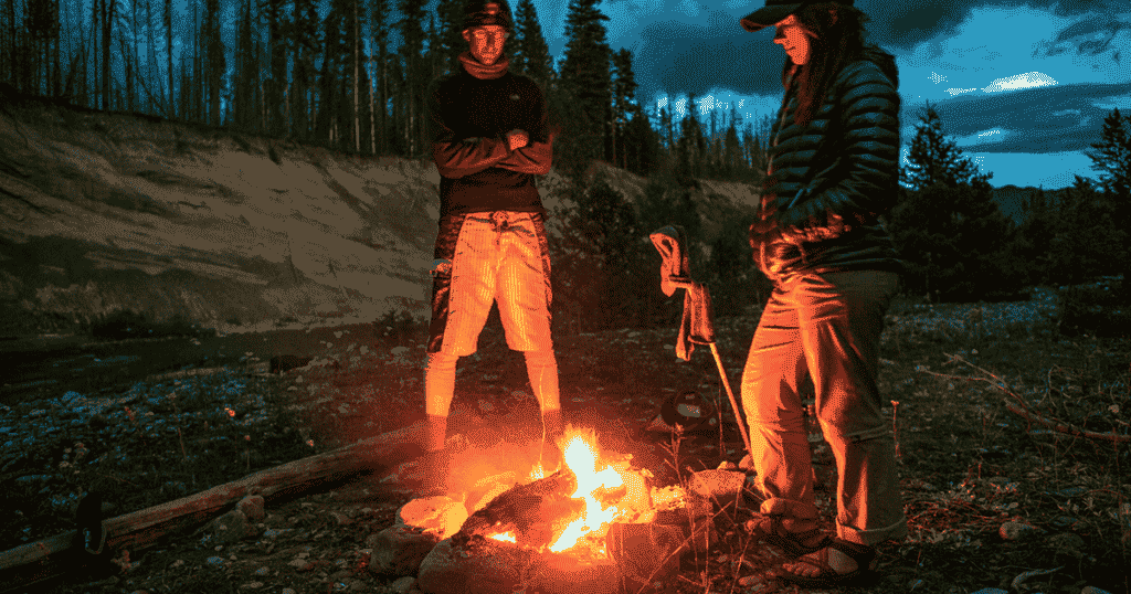 Epic Expedition Packrafting the South Fork of the Flathead campfire in montana