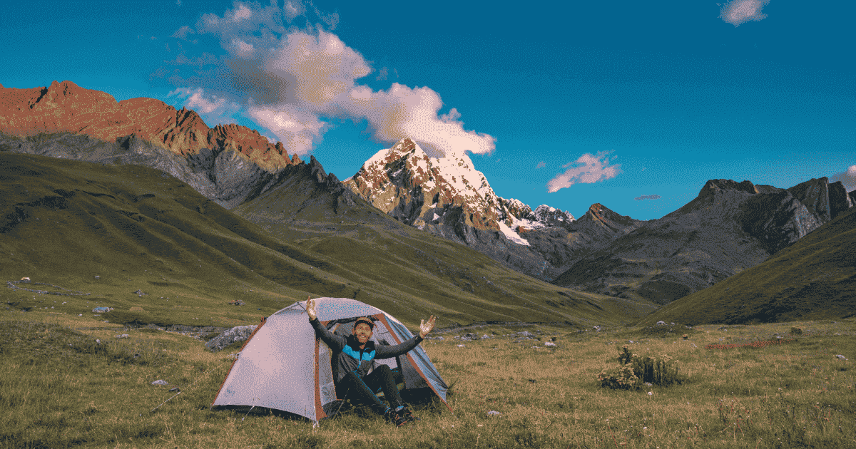 eric hanson in a tent in the ancash region of peru backpacking and hiking