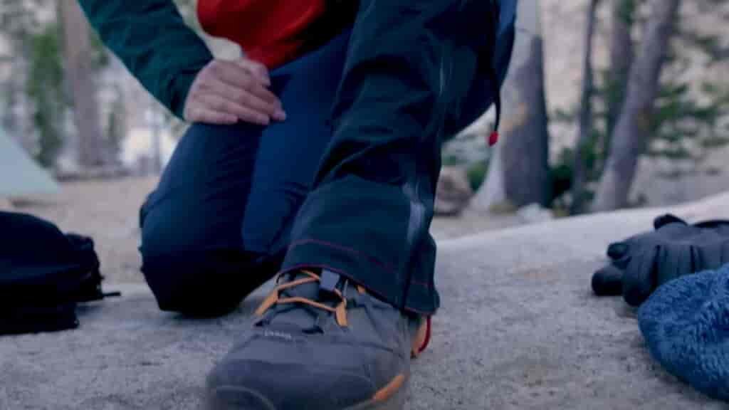 winter camping tip: Gaiters keep your feet dry and warm