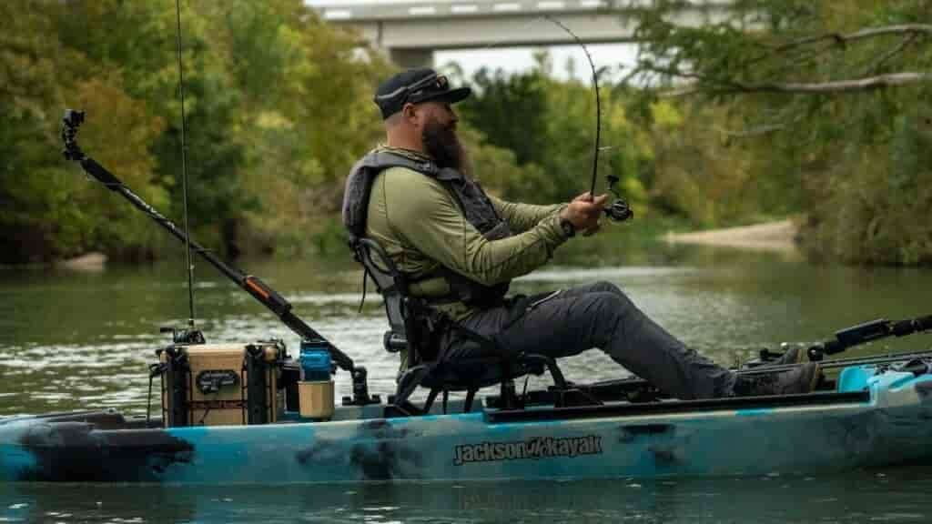 Black Bass Fishing in the new Jackson Kayak Coosa X - A river fishing kayak