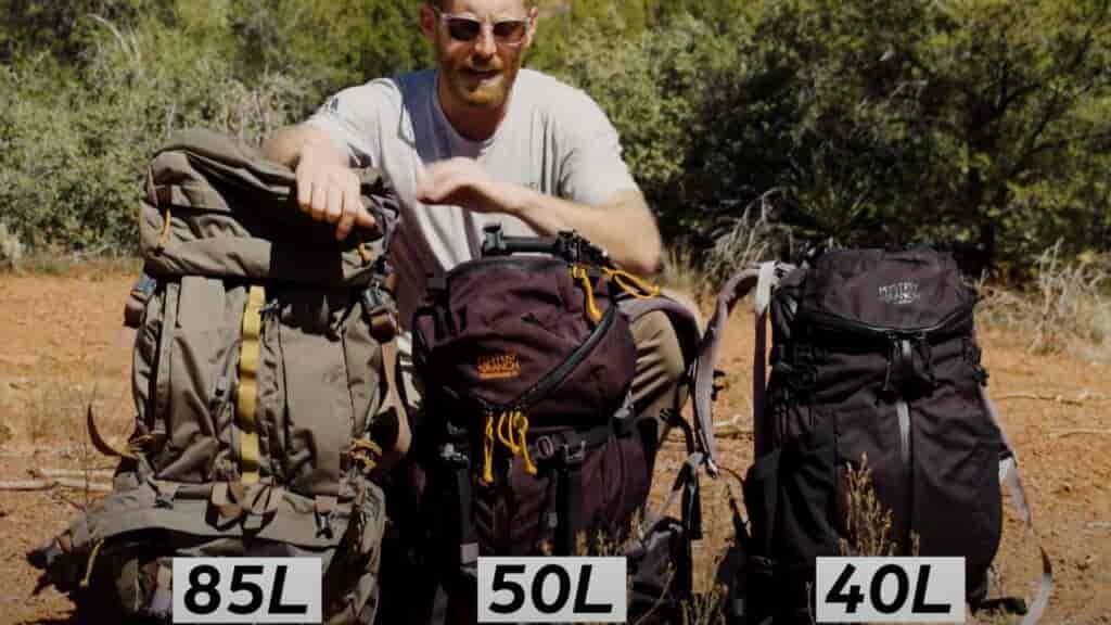how to choose a backpack tip: Sweet spot in backpack size is between 50 and 65 liters.