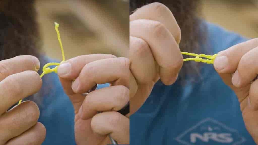 7. Pass the line through the new loop you have created.  8. Hold the tag end and tighten everything down.