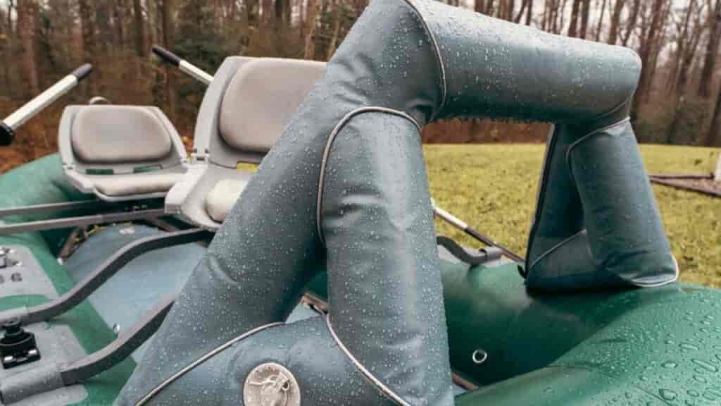 The Outcast Sporting Gear Striker Raft leaning post is inflatable