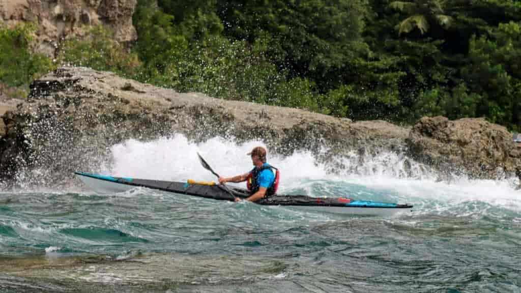 With rough waters, a spray skirt is necessary to avoid capsize.