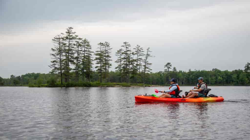 The stronger paddler in the stern goes a long way to keeping things coordinated.