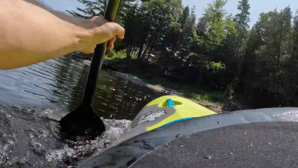 The paddle should be positioned vertical to avoid straightening out.