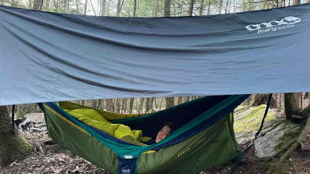 The full set up with tarp and optional bug net makes for very comfy tent.