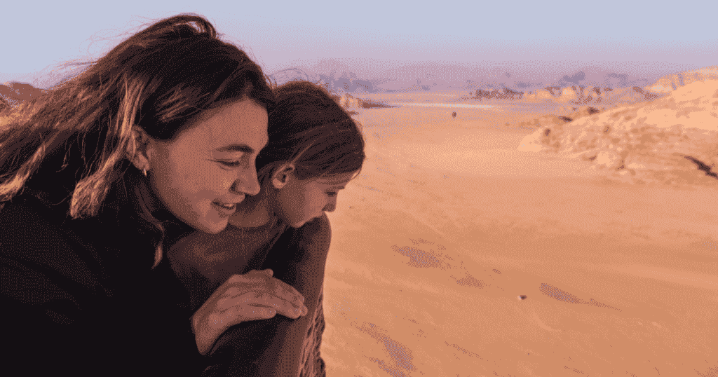 emily jackson and daughter overlooking aqaba in a hot air balloon in jordan