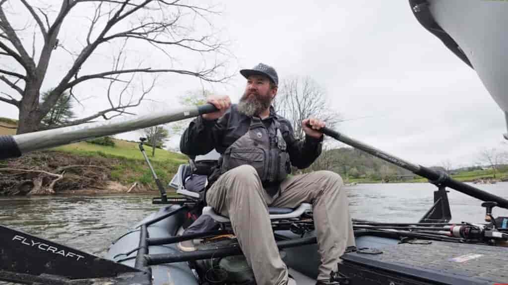 Flycraft guide inflatable boat, Jameson rowing oars
