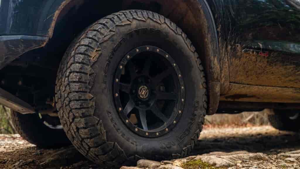 Nokian Outposts AT tire for off road and overland GMC Sierra with the Four Wheel Camper Project M 