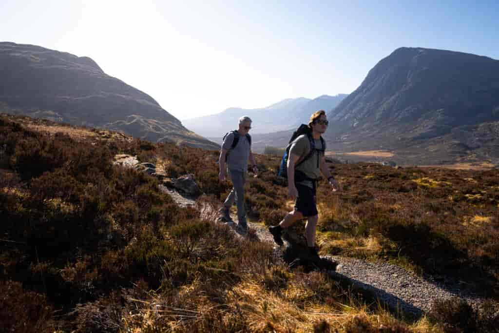 Scotland West Highland Way, Mike and dad walking on trail