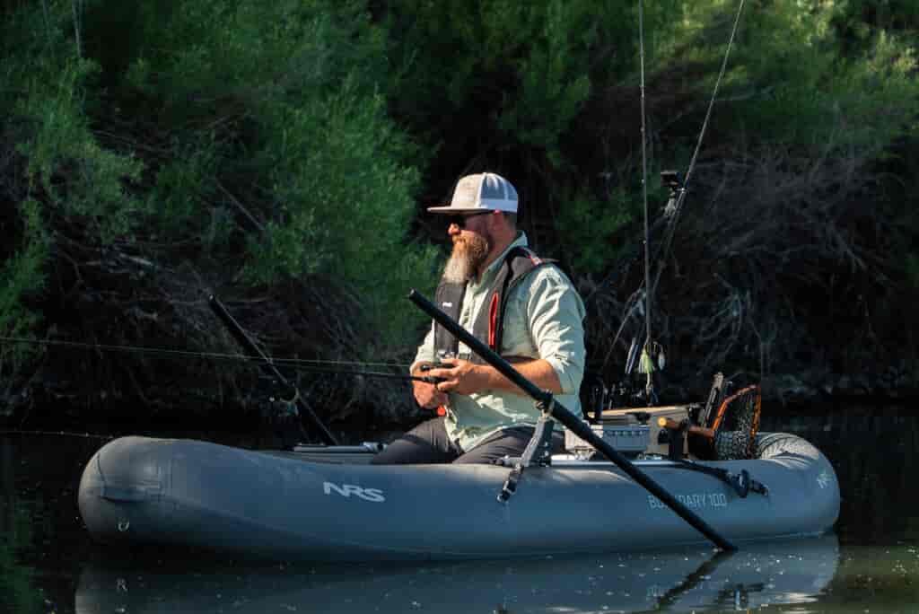Jameson Redding from Road Trip Angler TV Show fishing out of NRS Boundary raft